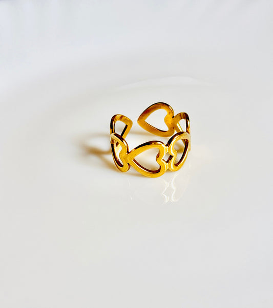 hearts, waterproof, anti tarnish, daily, dainty ring