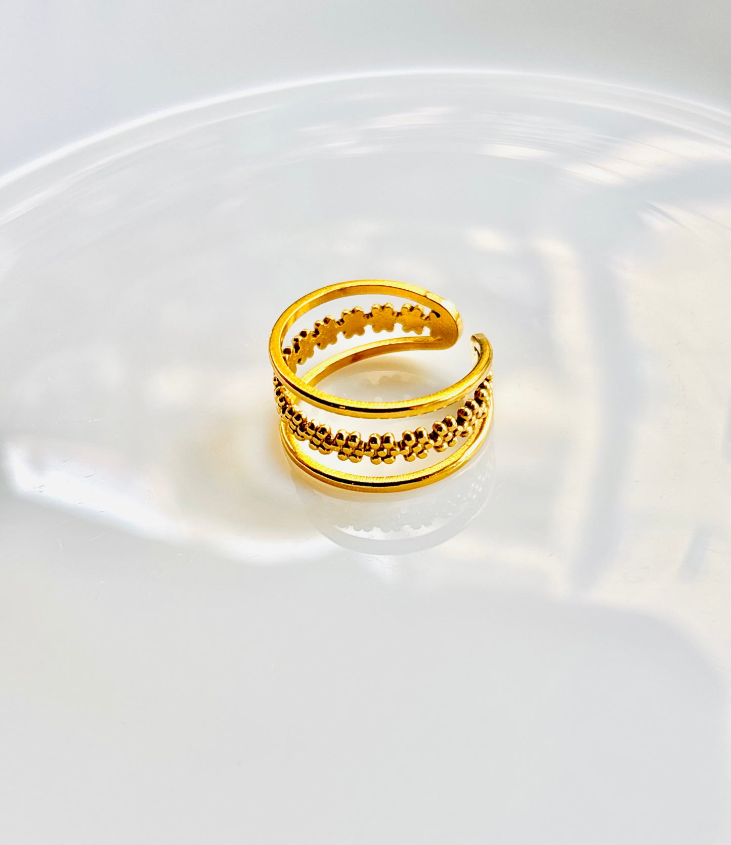 Cute, flower, golden, shiny, trendy, ring