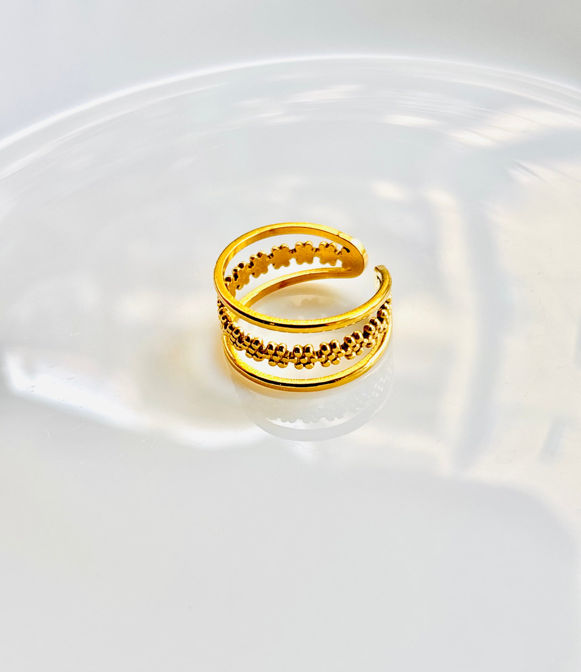 Cute, flower, golden, shiny, trendy, ring