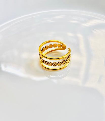 Cute, flower, golden, shiny, trendy, ring