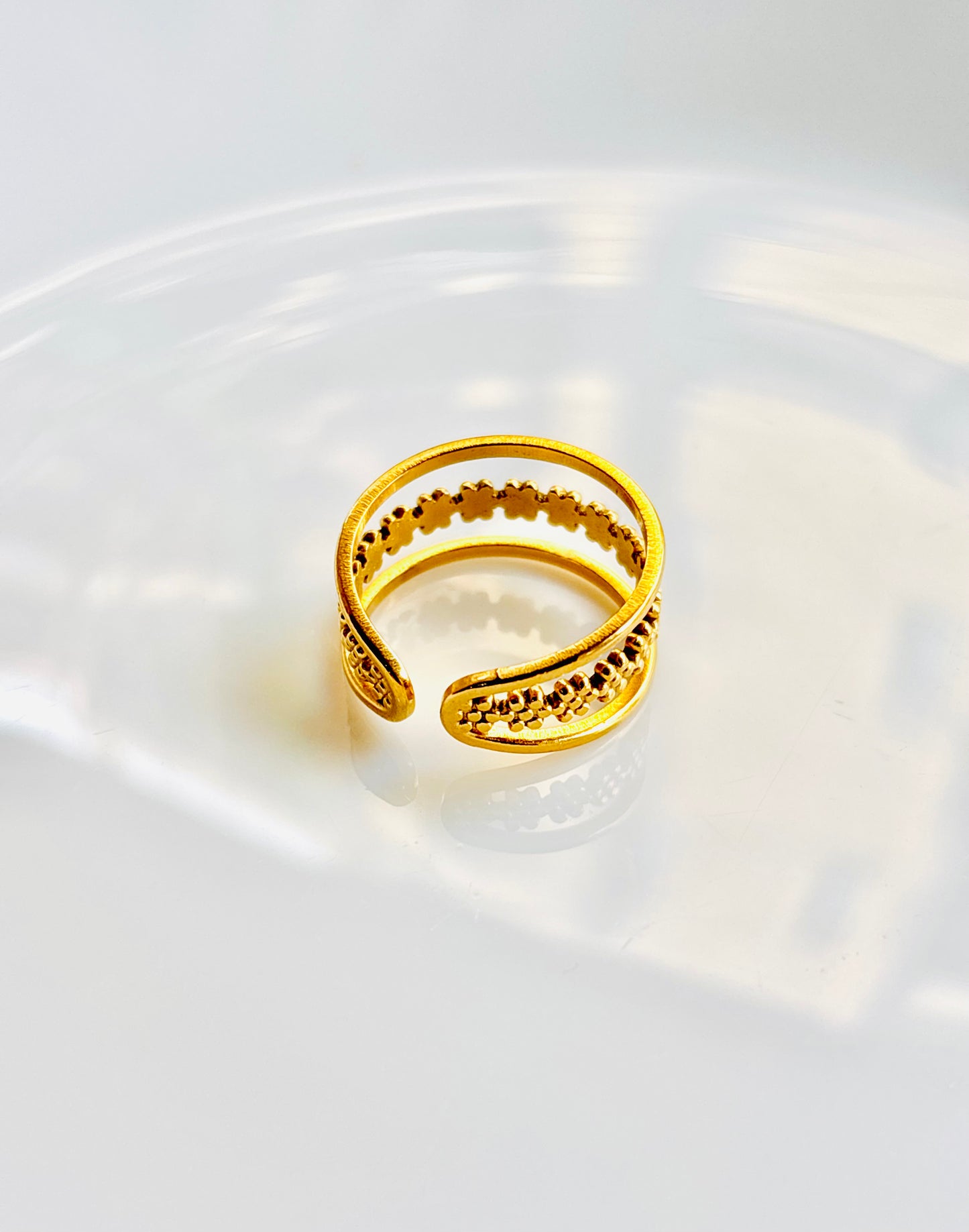 Gold open ring, adjustable, waterproof