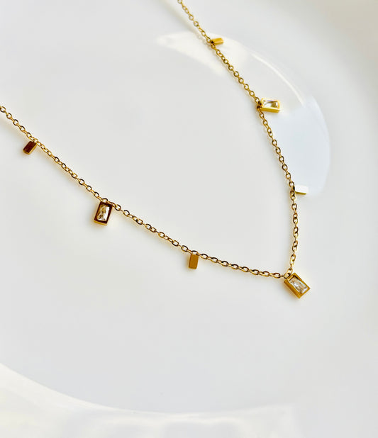 Gold necklace, geometric, chain, gold, waterproof, hypo allergenic, tarnish free