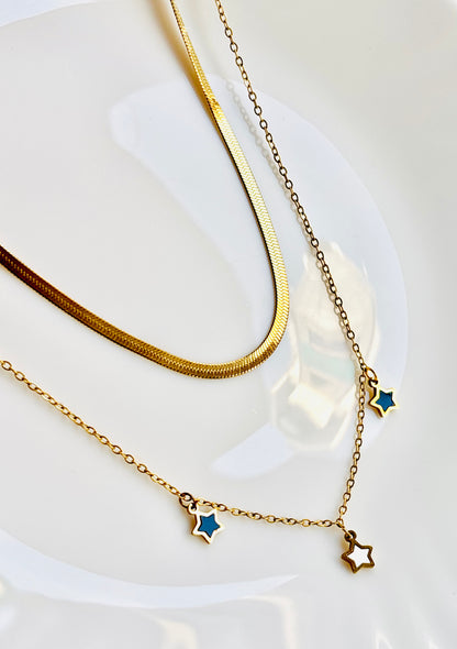 star pendant; charms; trendy; chain; snake chain; shiny; anti tarnish; waterproof