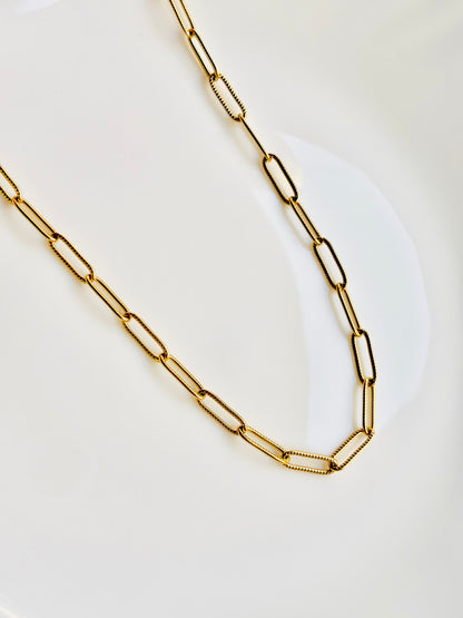 Gold chain necklace, with pattern, shiny, anti tarnish, waterproof, rust free