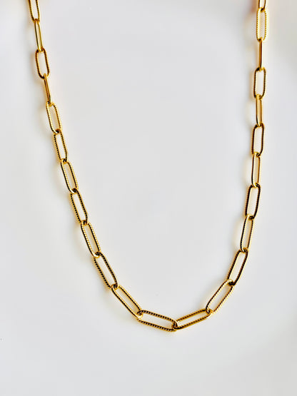 Gold chain necklace, shiny, long, classic