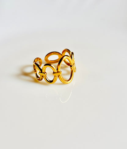Circles, ring, orbital, 18K, gold plated, durable, high quality
