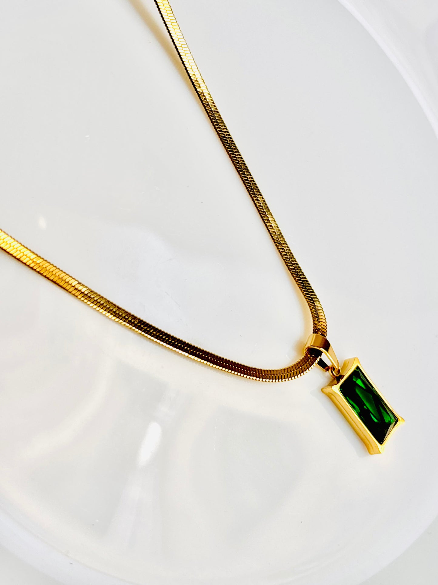18K gold plated, green stone, statement, bold, minimalist, everyday jewelry
