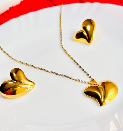 Heart pendant & earrings, demi-fine jewellery