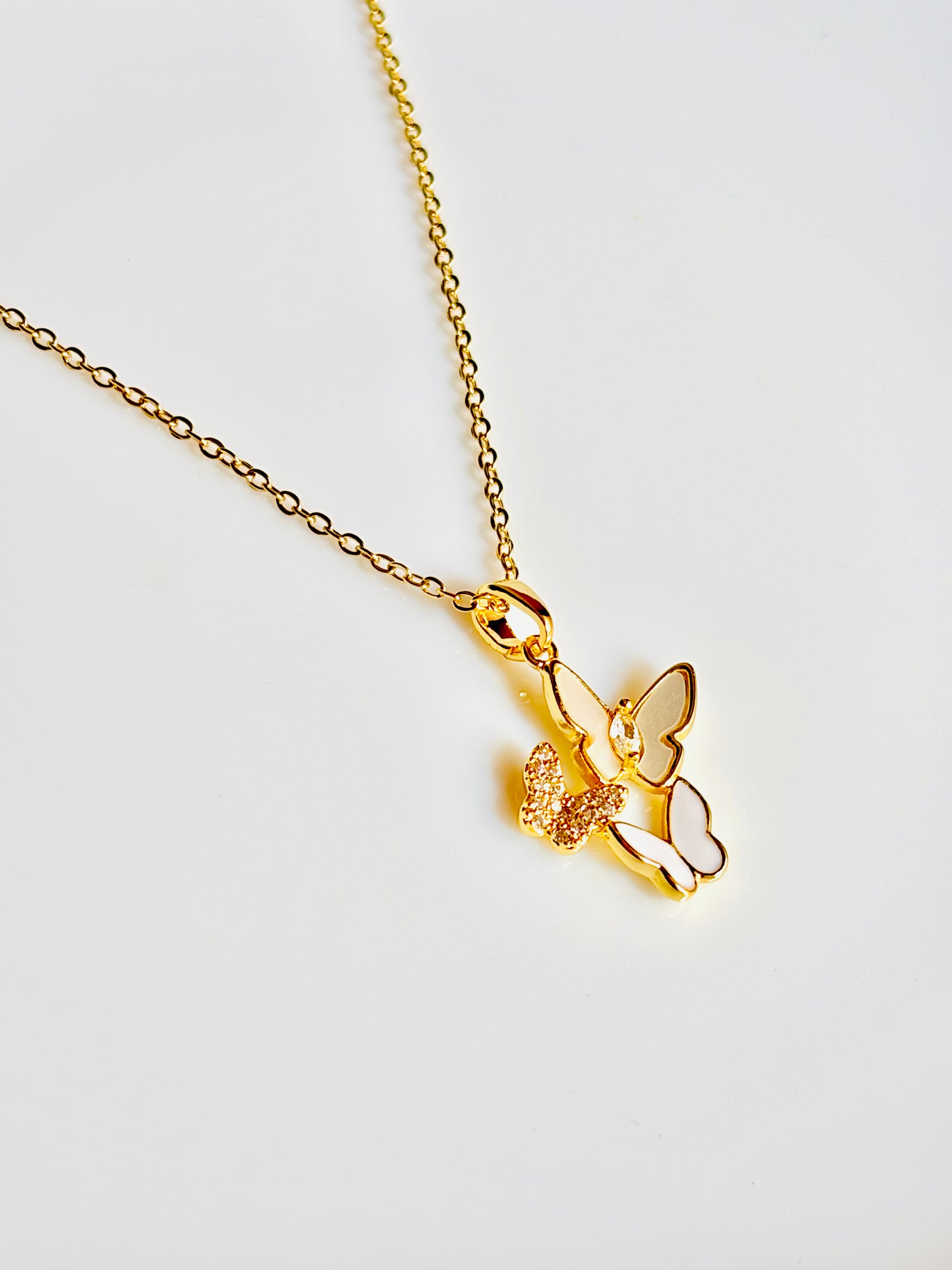 Butterfly, chain, golden, shiny, cute, korean, trendy