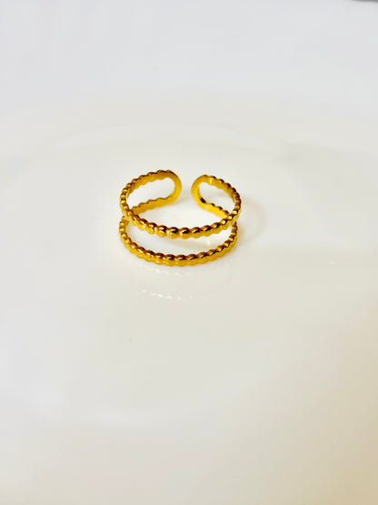 Adjustable waterproof ring; cute; trendy; kpop; viral design; everyday; double layer ring; golden