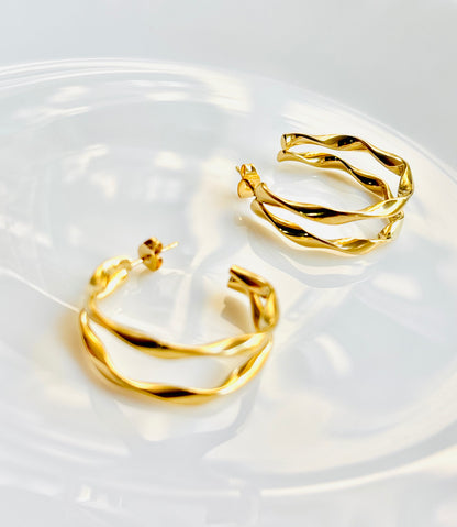 Shiny, bright, hoops, loops, classy, waterproof, durable earrings, tarnish resistant, earrings