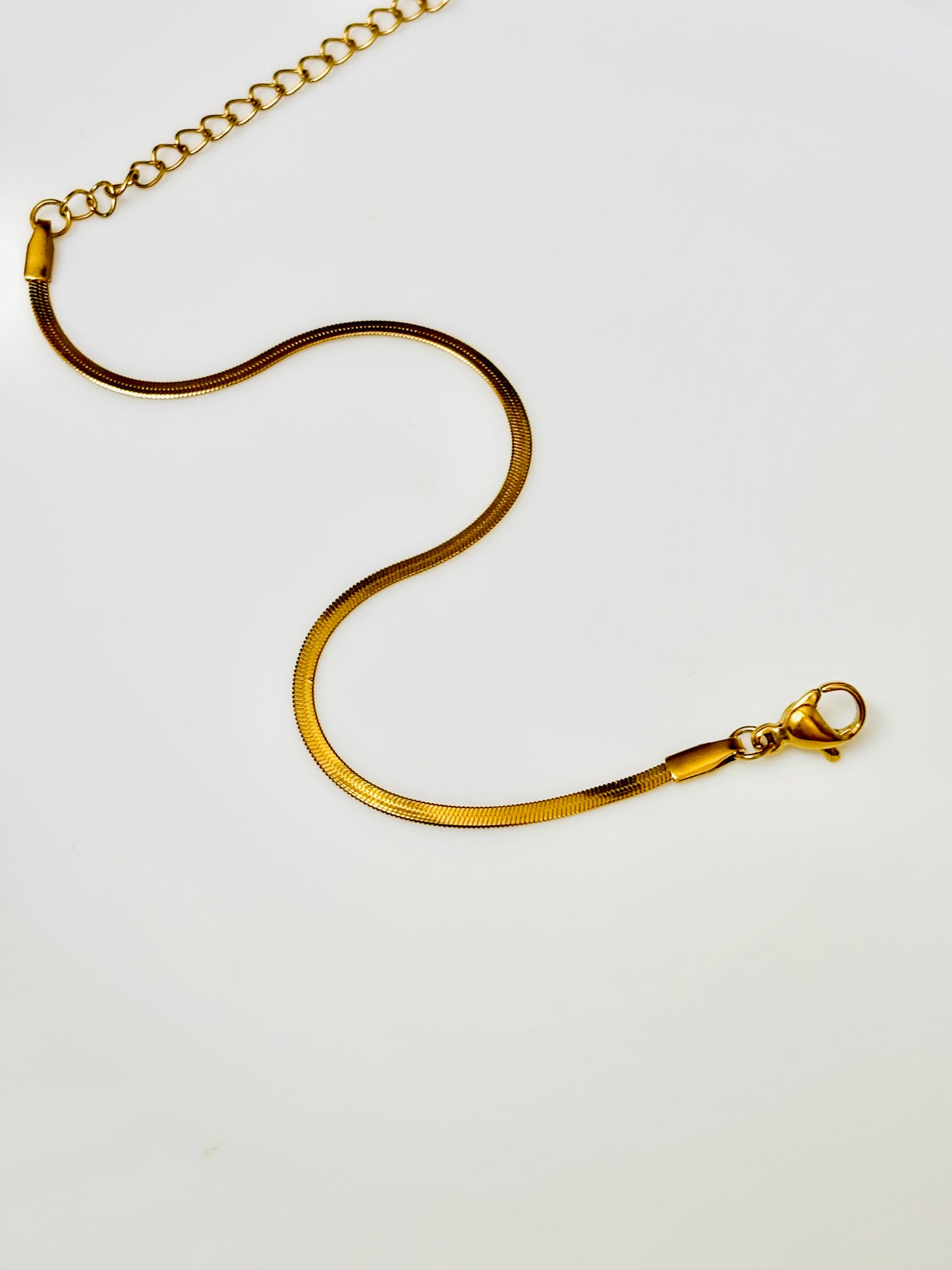 Gold chain with a clasp on a white background