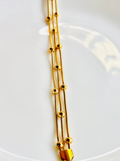 three layers dotted gold-plated waterproof, anti-tarnish stainless steel bae jewellery by gemstory fir everyday minimalist aestheic vibes