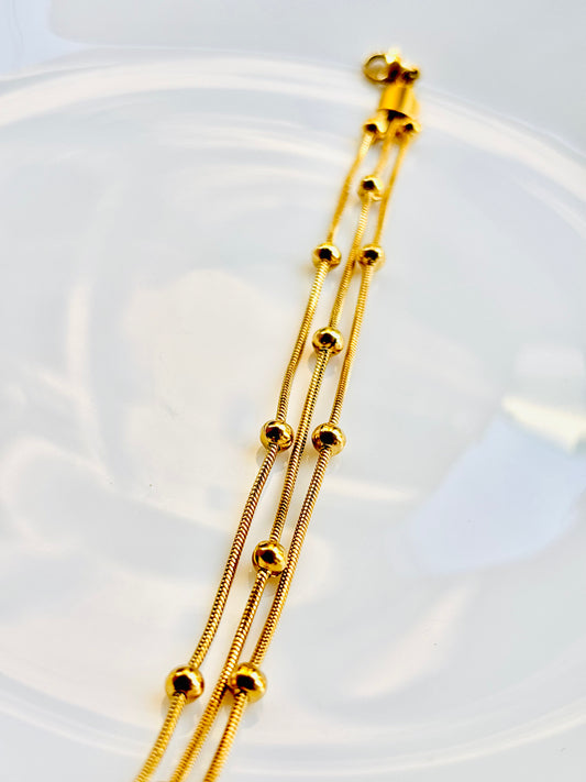 three layers dotted gold-plated waterproof, anti-tarnish stainless steel jewellery by gemstory; trndy; cute; gift for her